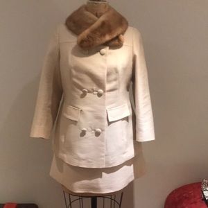 Vintage dress and coat suit with mink collar